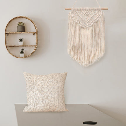 BOHO MACRAME SEINÄKORISTE SISUSTUSSETTI + ECRU TYYNY