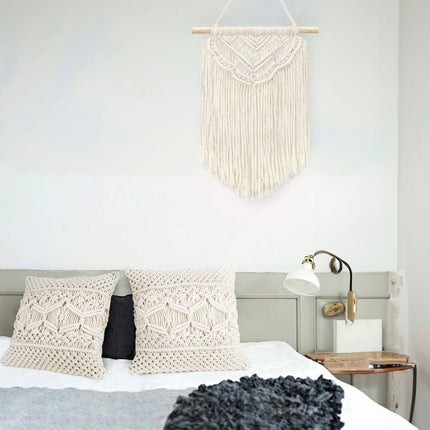 BOHO MACRAME SEINÄKORISTE SISUSTUSSETTI + ECRU TYYNY