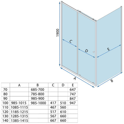 Rea suihkukaappi Rea Primo Slide 100x80 Chrome – Kromi
