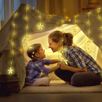 Joulukuusen valot LED-verho tähdet/kuut 2m