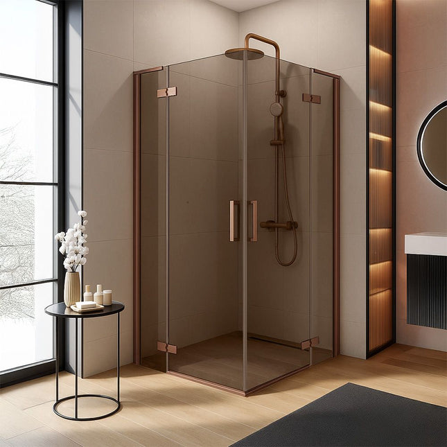REA Hugo Double suihkukaappi 100x100 Copper Brush – Kupari
