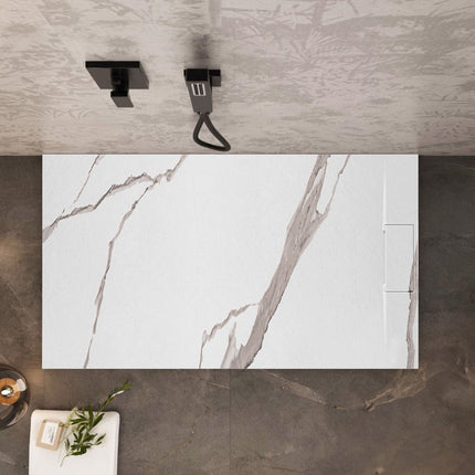 Basaltti CARRARA WHITE suihkuallas 90x120 – Valkoinen