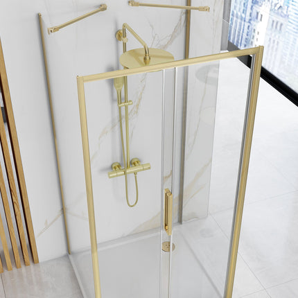 Seinälle asennettava suihkukaappi Rapid Slide Brush Gold – Kulta