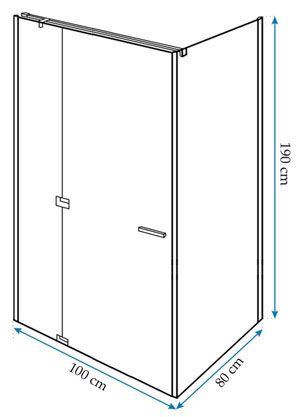 Rea Uno Line suihkukaappi 80x100 – Musta