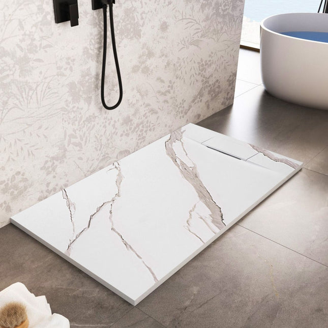 Basaltti CARRARA WHITE suihkuallas 80x100 – Valkoinen