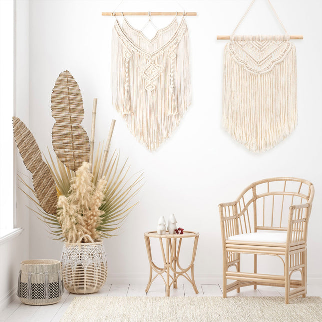 BOHO MACRAME SEINÄKORISTE SISUSTUSSETTI + ECRU MACRAME