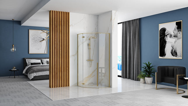 Rea suihkukaappi DIAMOND 90x90 BRUSH GOLD – Kulta