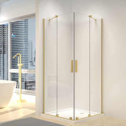 REA suihkukaappi Montana Double Gold Brush 80x80 – Kulta
