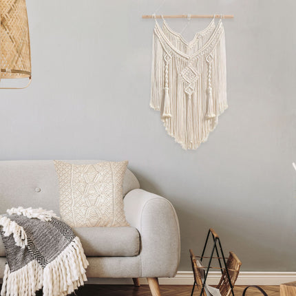 BOHO MACRAME SEINÄKORISTE SISUSTUSSETTI + ECRU TYYNY