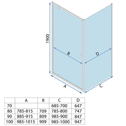 Rea suihkukaappi Rea Primo Swing 90x70 Chrome – Kromi