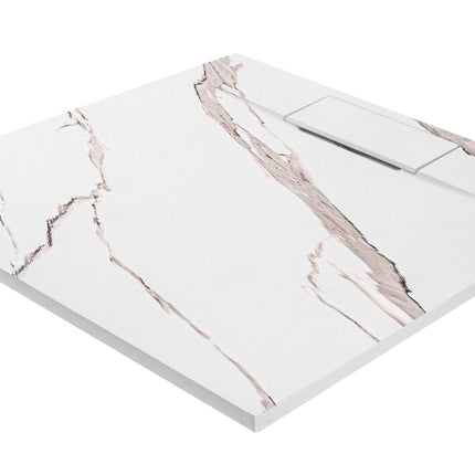 Basaltti CARRARA WHITE suihkuallas 90x90 – Valkoinen