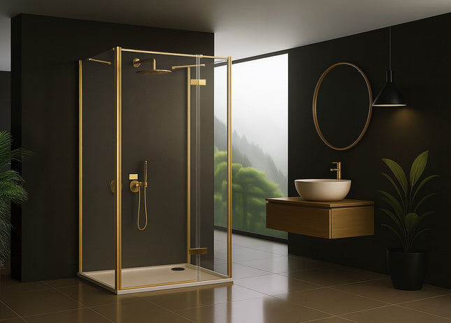 Rea suihkukaappi Rea Atlas 100x80 Brush Gold – Kulta