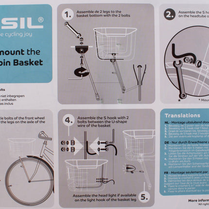 Etukori/etu tavarateline BASIL ROBIN, tuella etujuoksulle, metallia, hopeaa