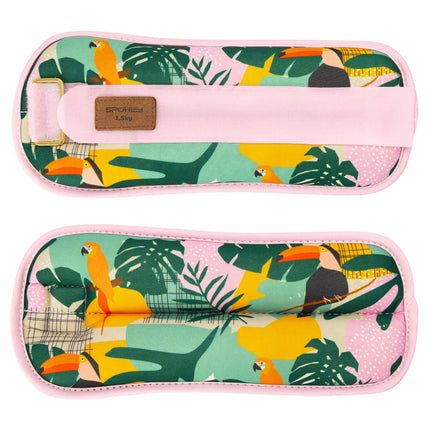 Ranne- ja nilkkapainot SPOKEY Home Jungle 2x1,5 kg, pinkki-kirjava