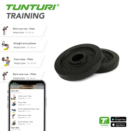 Painolevyt TUNTURI Lautaset Musta, 30 mm, 1,25 kg (pari)