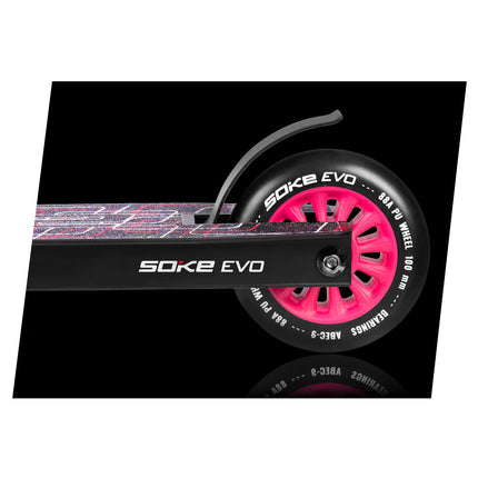 Temppuskootteri SOKE EVO, musta-vaaleanpunainen