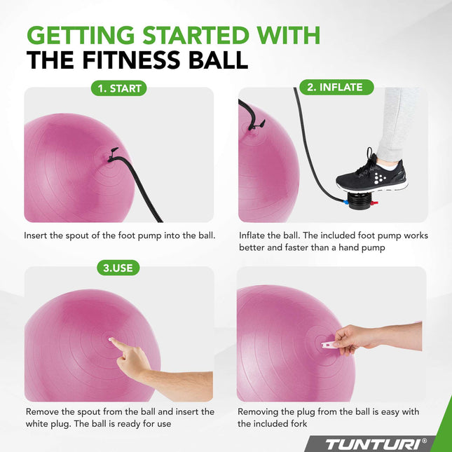 Voimistelupallo TUNTURI Gymball 75cm Anti Burst, violetti