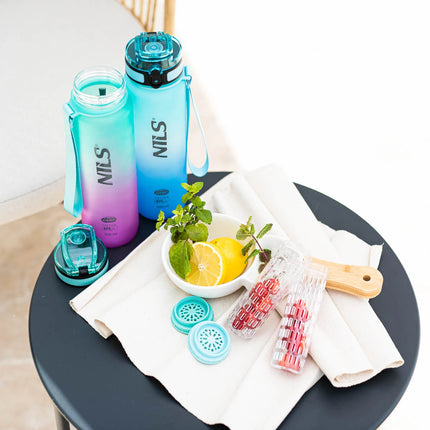 Vesipullo NILS NCD04, 950 ml, vaaleanpunainen-vihreä