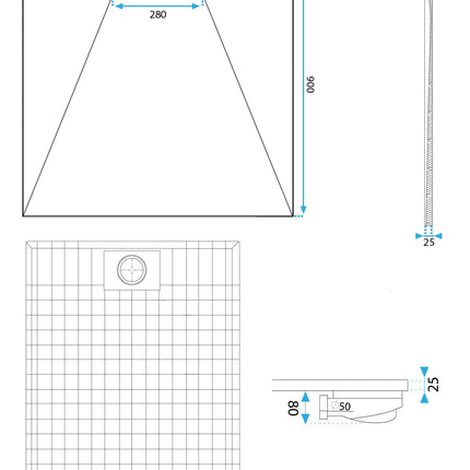 Basalttiharmaa suihkuallas 90x90 – Musta