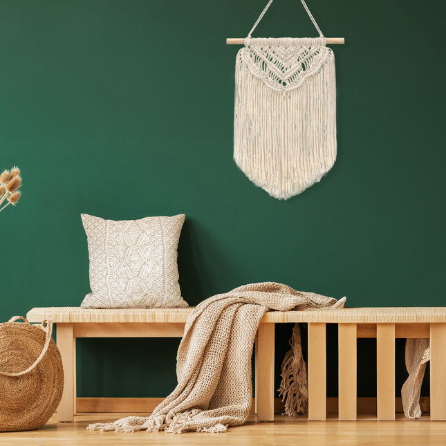 BOHO MACRAME SEINÄKORISTE SISUSTUSSETTI + ECRU TYYNY