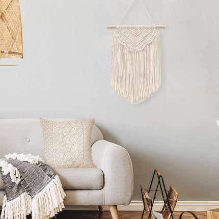 BOHO MACRAME SEINÄKORISTE SISUSTUSSETTI + ECRU TYYNY
