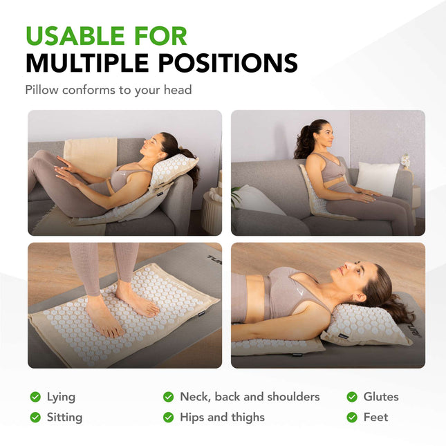 Akupunktuurimatt ja -padi TUNTURI PRO Acupressure Mat And Pillow, Beige