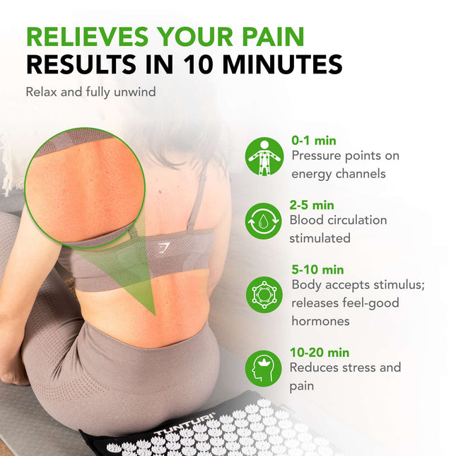 Akupunktuurimatt ja -padi TUNTURI PRO Acupressure Mat And Pillow, Black