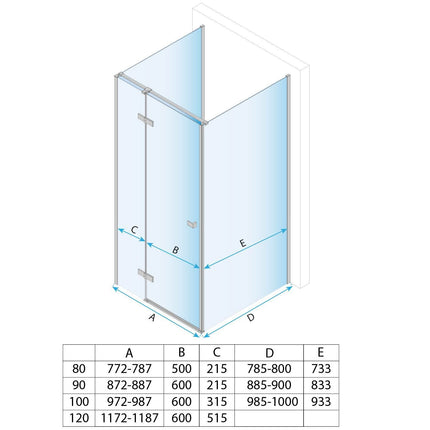 Rea suihkukaappi Rea Atlas 120x100 Chrome – Kromi