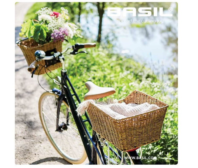 Pyörän telinekori Basil Cento Rattan Look, vaaleanruskea