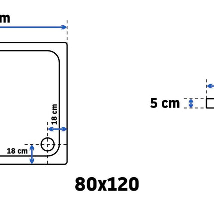 Rea Porta akryyli suihkuallas 80 x 120