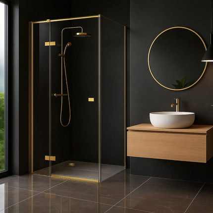 Rea suihkukaappi Rea Atlas 100x90 Brush Gold – Kulta