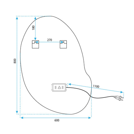 LED SEINÄPEILI 80x60cm CLOUD C – Musta