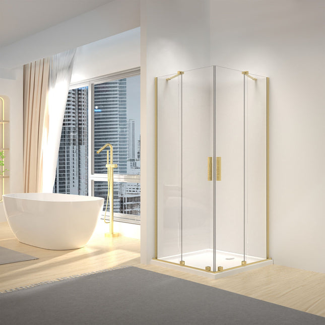 REA suihkukaappi Montana Double Gold Brush 80x80 – Kulta