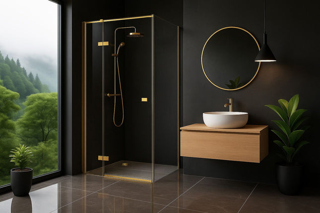 Rea suihkukaappi Rea Atlas 80x100 Brush Gold – Kulta