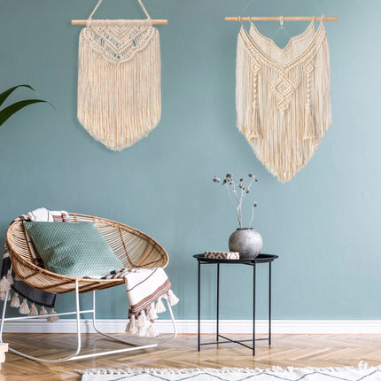BOHO MACRAME SEINÄKORISTE SISUSTUSSETTI + ECRU MACRAME