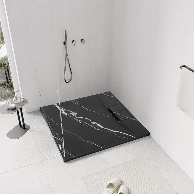 Basaltti CARRARA BLACK suihkuallas 90x90 – Musta
