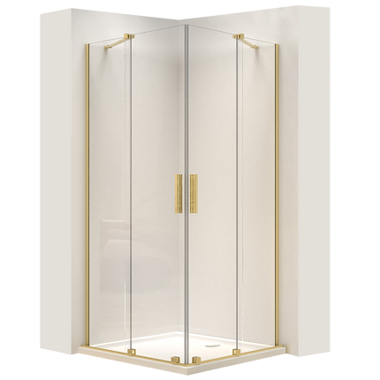 REA suihkukaappi Montana Double Gold Brush 80x80 – Kulta