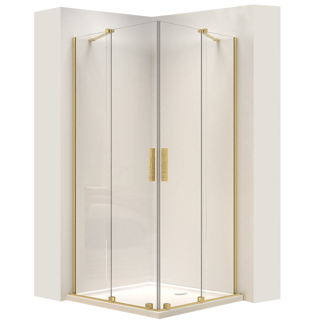 REA suihkukaappi Montana Double Gold Brush 80x80 – Kulta