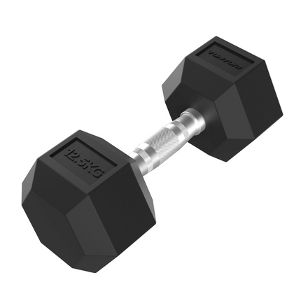 Hantel TUNTURI Platinum Hex Rubber Dumbbell, 12,5kg