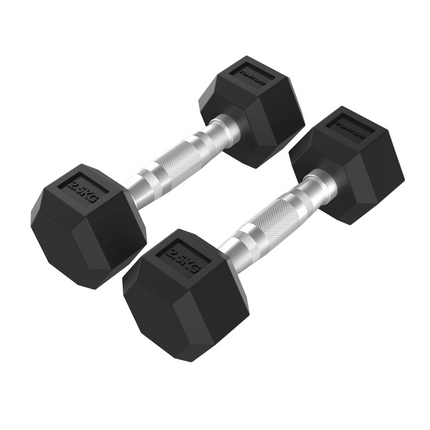 Käsipainot TUNTURI Platinum Hex kuminen käsipaino, 2 x 2,5 kg