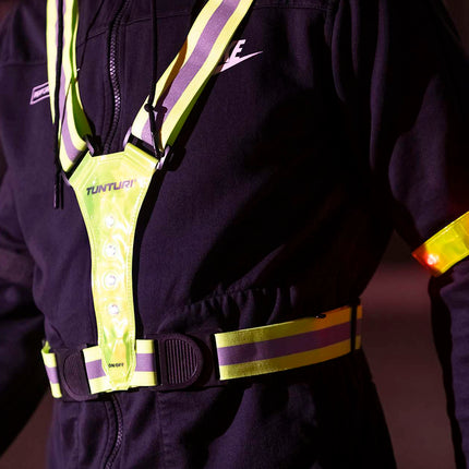 Heijastinliivi, juoksuliivi Tunturi X-muotoinen LED-vyö