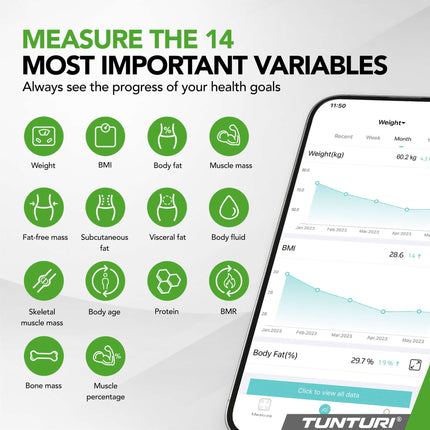 Vaaka TUNTURI SC30 Smart Scale sovelluksella, musta