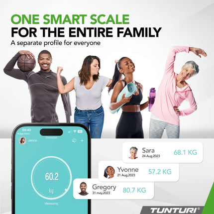 Vaaka TUNTURI SC30 Smart Scale sovelluksella, musta