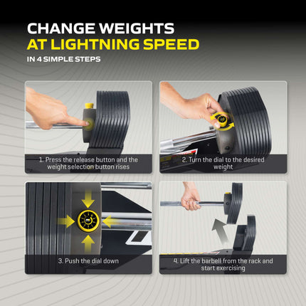 Säädettävä käsipaino TUNTURI MX100 Barbell 12,8 - 45,5 kg