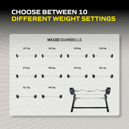 Säädettävä käsipaino TUNTURI MX100 Barbell 12,8 - 45,5 kg