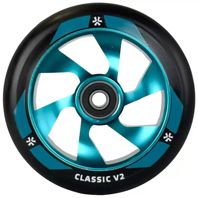 UNION Classic V2 Pro -skootterin rengas 110 mm, musta/kiillotettu sinivihreä